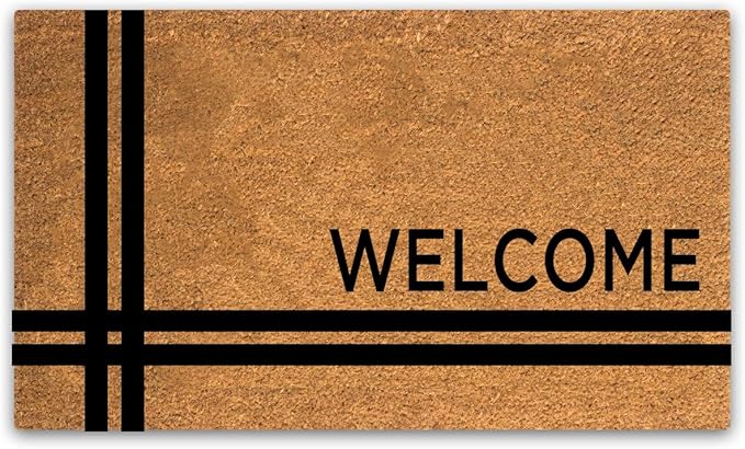 PLUS Haven Coco Coir Door Mat with Heavy Duty Backing, Welcome Doormat, 17.5”x30” Size, Easy to Clean Entry Mat, Beautiful Color and Sizing for Outdoor and Indoor uses, Home Décor