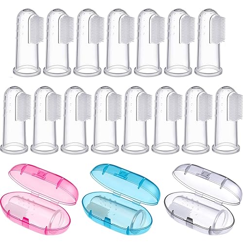 Boao 36 cepillos de dientes de dedo de bebé con estuche de almacenamiento, cepillos de dientes para bebés y niños pequeños, limpiadores de lengua de