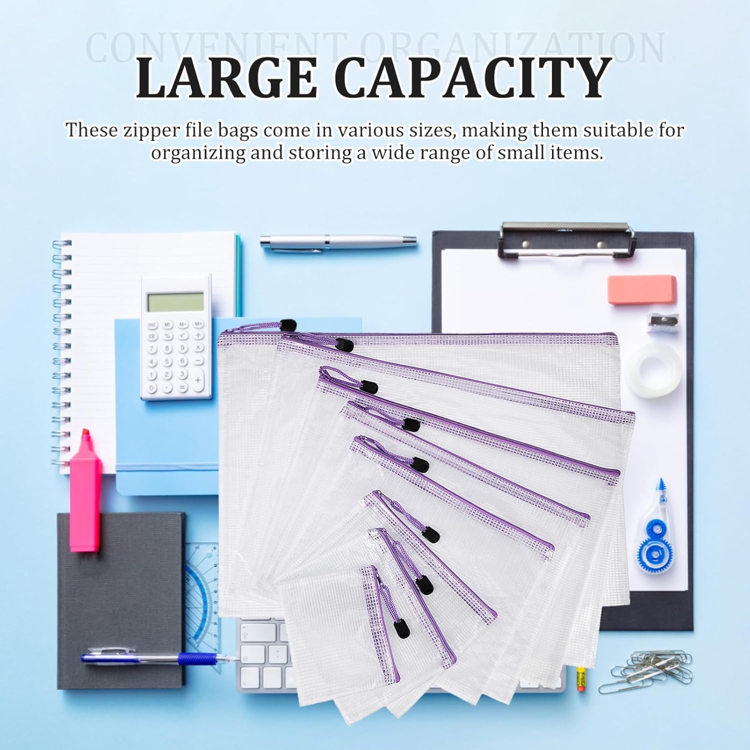 32Pcs Transparent Mesh Zipper Pouch Bags for Organizing Documents Lightweight and Various for Office Supplies Classroom and Travel Storage