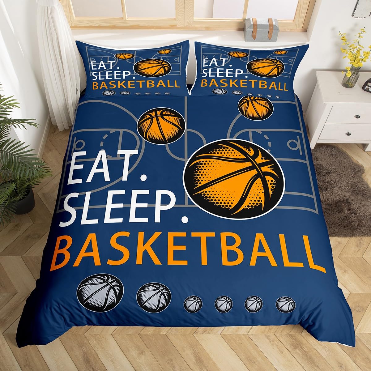 Juego De Funda De Edredón Para Niños De Baloncesto, Tamaño D | Envío Gratis