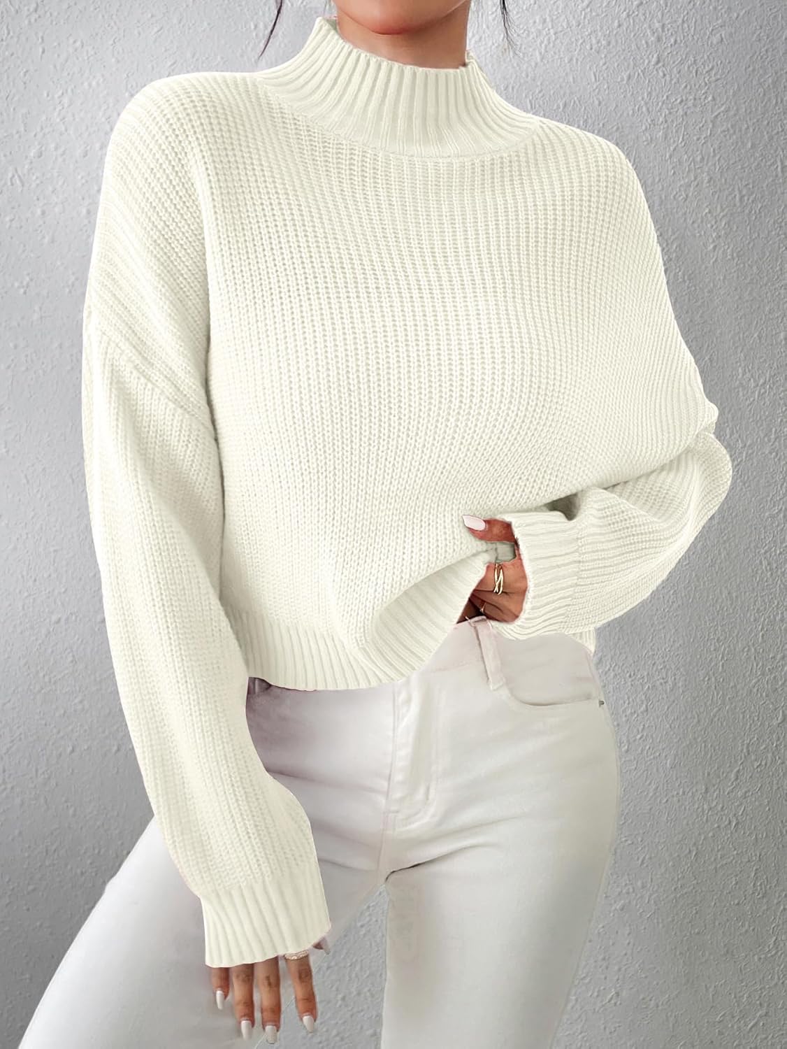 Womens Cute Lightweight Turtleneck Ultra Cropped Sweaters Spring 2025 Ribbed Knit Crop Thin Pullover Sweater - Image 5