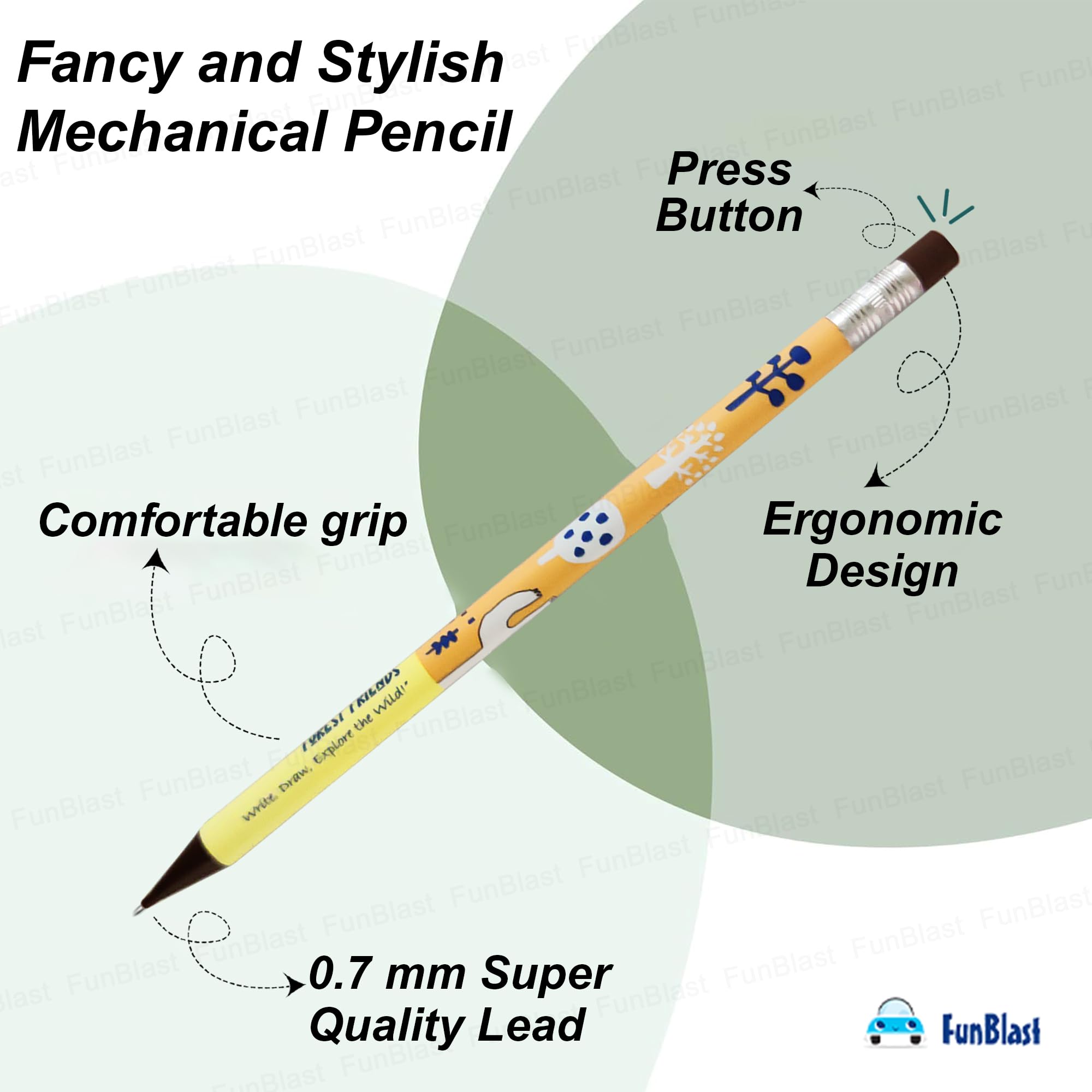 FunBlast Mechanical Pencil with Erasers for Kids – Pre-Sharpened Pencils for Kids, Kawaii Pencils for Kid, Cute Pen-Pencil, Return Gift for Children, Pencil for Drawing and Shading (0.7 mm)