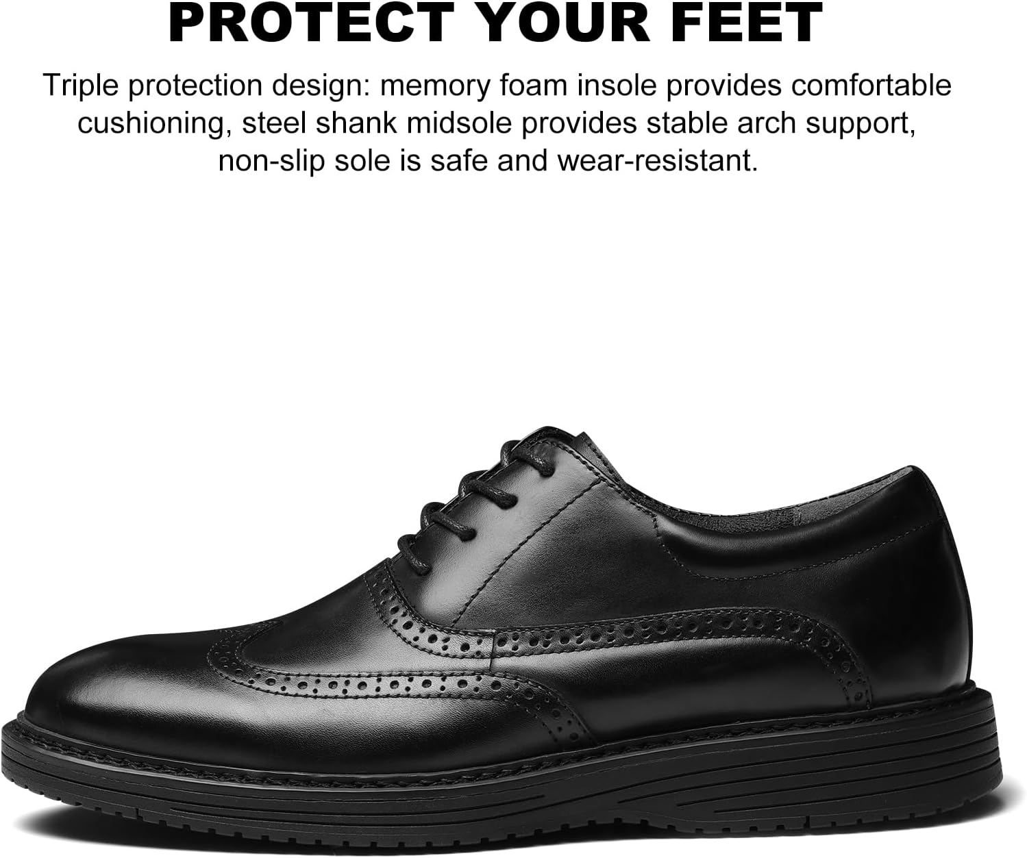 Mens Dress Shoes, Genuine Leather Lace Up Brogue Wingtip Casual Oxford Shoes, Comfortable Stylish Business Formal Dress Sneakers for Office Dating Wedding - Image 5