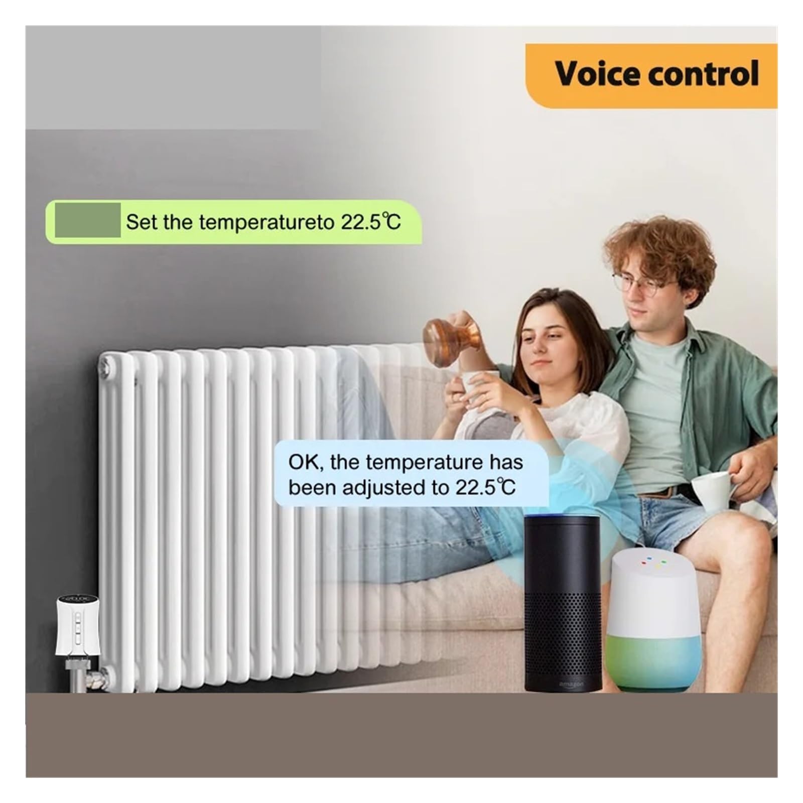 Controlador de Temperatura Remoto for el hogar, actuador de válvula de radiador con Cabezal termostático WiFi Inteligente TRV