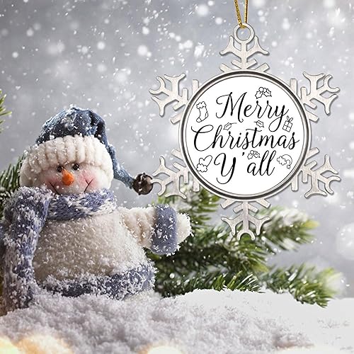 Miniatura 5 de Happy New Year Ornament for Christmas Tree Decor Merry Christmas Y'all Christmas Metal Snowflake Ornament Xmas Tree Decor Funny Christmas Quotes