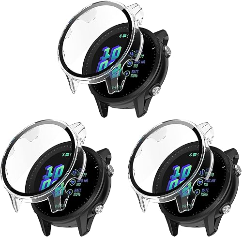 Funda protectora compatible con Garmin Forerunner 955 Protector de pantalla para Garmin Forerunner 955 Solar PC+vidrio templado cobertura completa