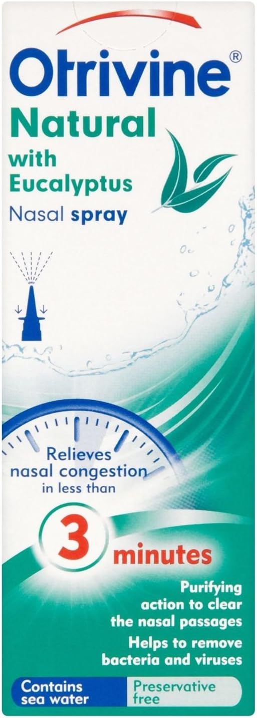 THREE PACKS Otrivine Natural with Eucalyptus Nasal Spray 20ml