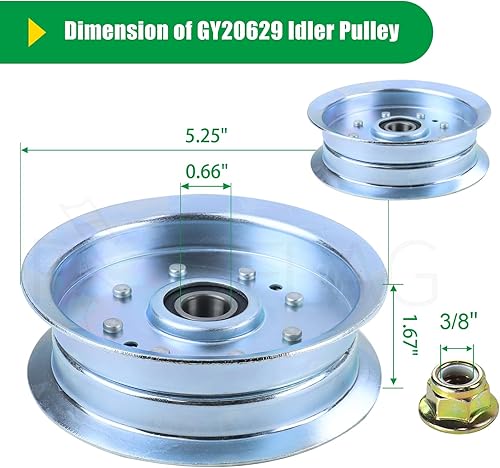 Vista 18 de La polea tensora GY22172 sustituye a la polea tensora GY20067 John Deere GY20067, John Deere GY22172 Polea de accionamiento de la cubierta de 1