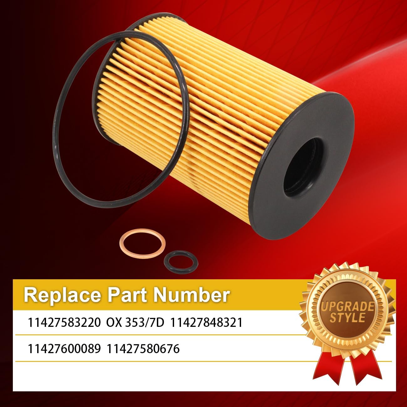 11427583220 Oil Filter Replaces OX 353/7D ECO 11427848321 11427600089 11427580676 Compatible with BMW X5 X6 X7 F10 F15 N63 N63tu 2010-2016 550i S63-2008-2022 X6 2009-2019 750i/750Li(Pack of 6)