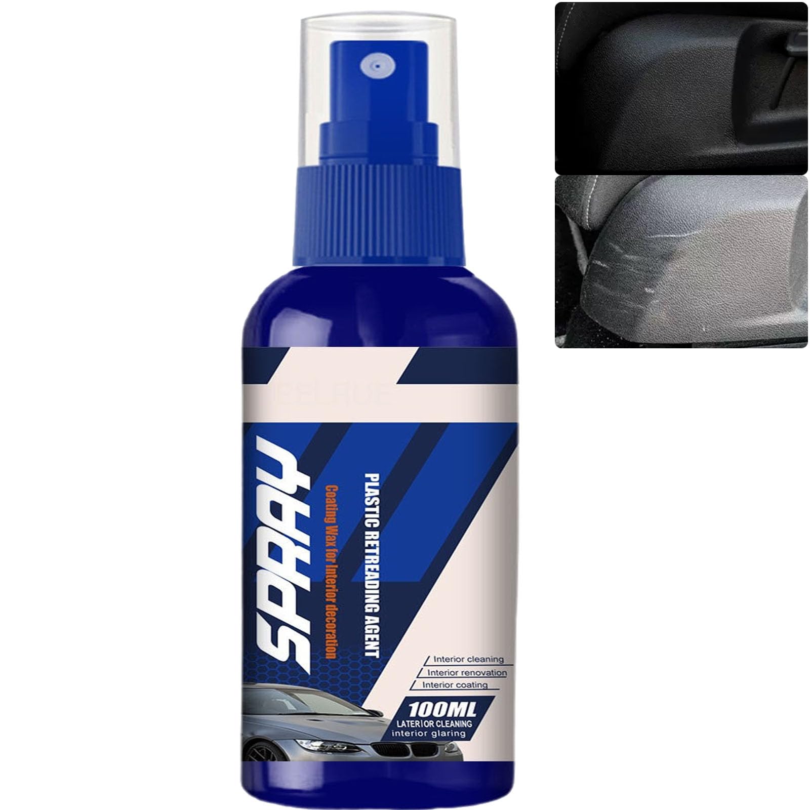JASUBAI Decal Restore Agent - Plastic & Leather Restorer for Cars, RVs Motorcycles, Black Trim Refurbish Spray, Long-Lasting Dashboard, Seat Exterior Plastic Protection, Scratch Fading Repair (1Pcs)