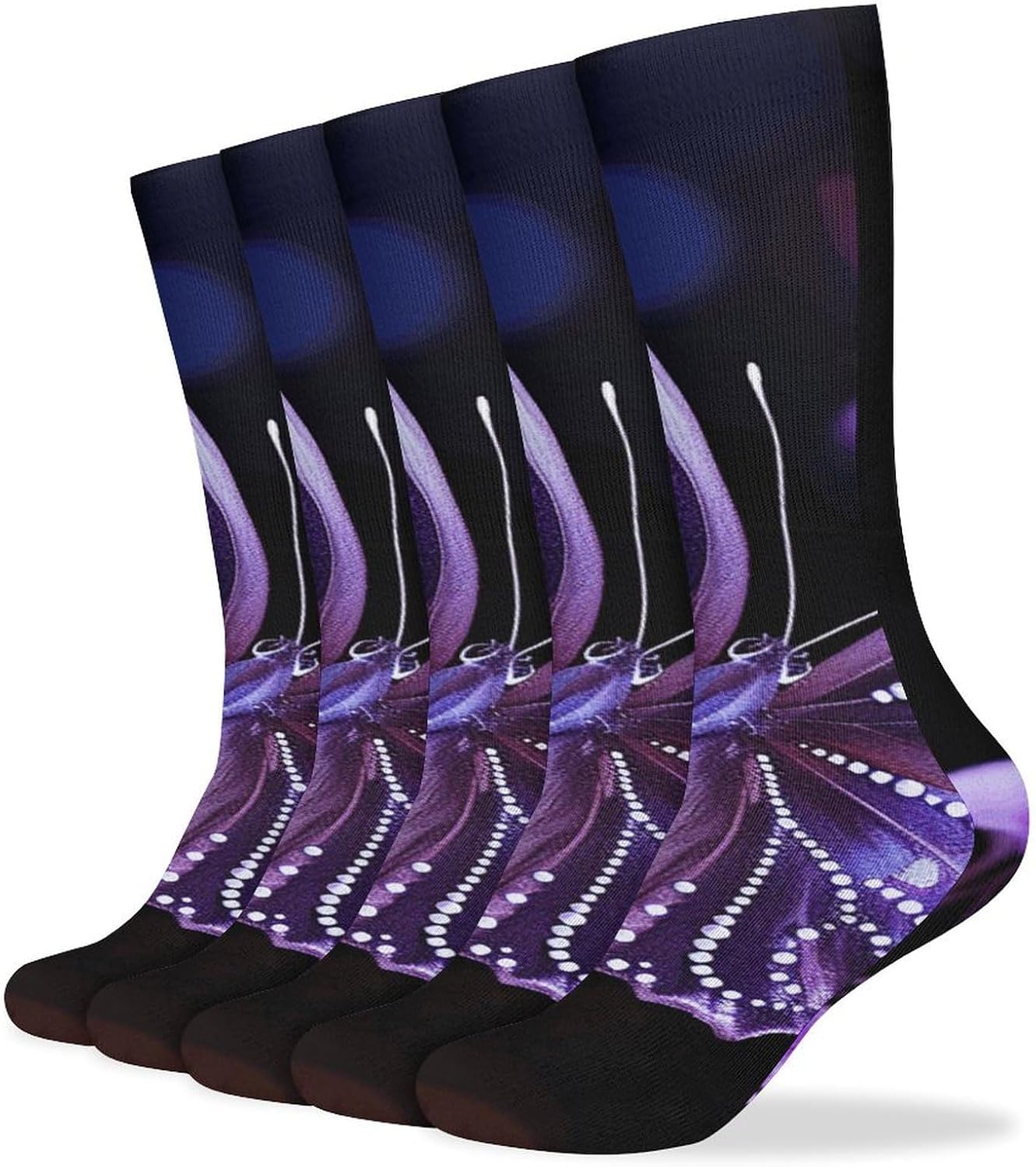 Beautiful Purple Butterfly Socks for Women Men Breathable Boot Socks Warm Calf Socks for Hiking Work