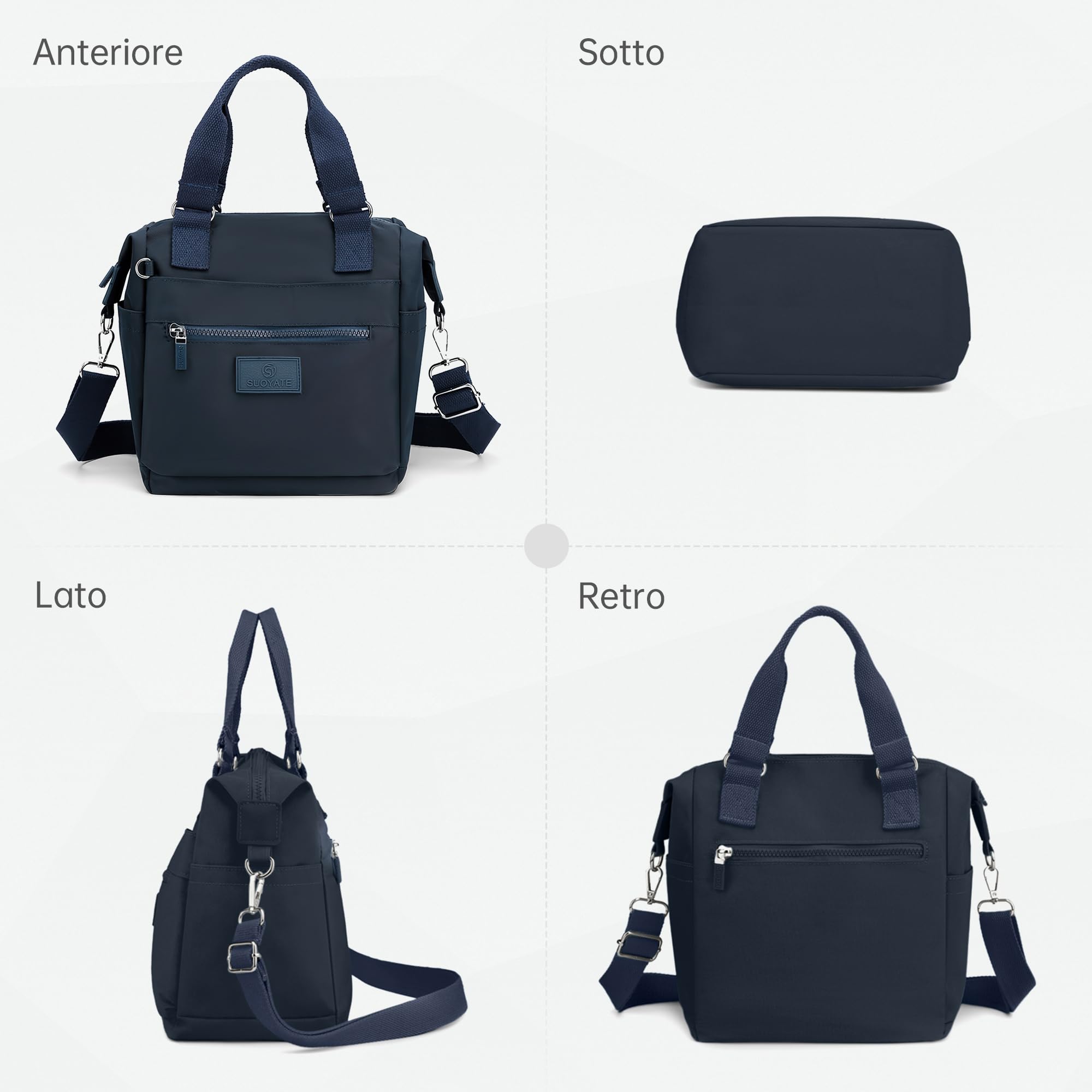 DIRRONA Moda Borsa Donna Multitasche Borsa Tracolla Viaggio Messaggero Borsa Donna Borsa Shopper Scuola Uso Quotidiano Lavoro Multifunzione Impermeabile Nylon Borsa Blu