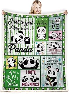 Juirnost Panda Blanket Panda Gifts for Girls Panda Throw Blanket for Couch Bed Sofa Panda Bear Gifts Panda Gifts for Women Kids Teens Birthday Gifts 50