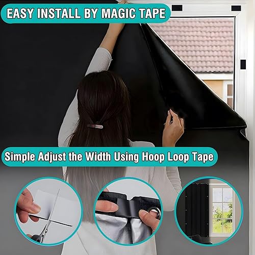 Miniatura 2 de Cortinas opacas portátiles de 118 x 57 pulgadas, persianas opacas para ventanas con cintas de gancho y bucle, cortinas de ventana 100% opacas,