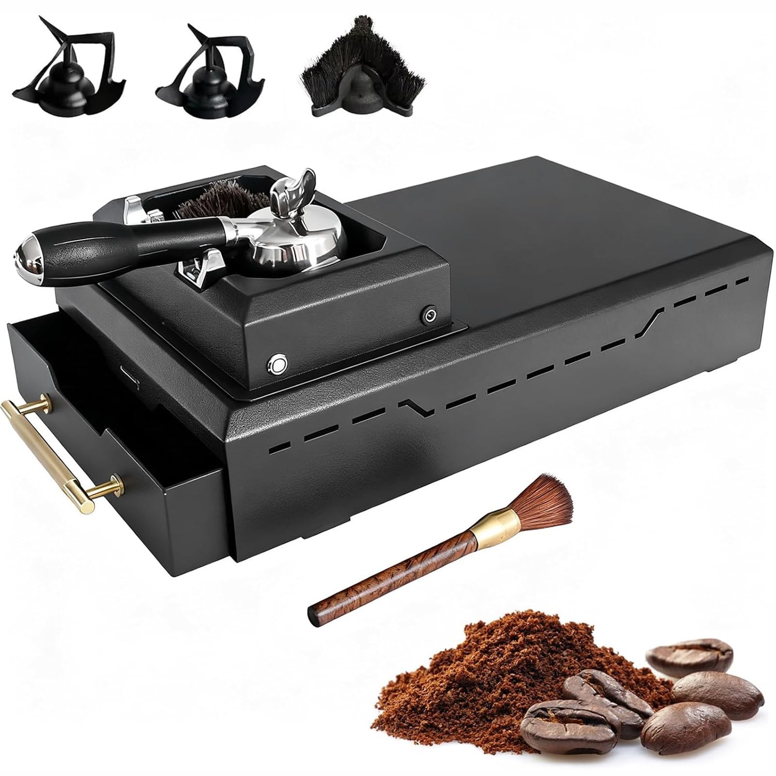 Pulitore Elettrico del Filtro 150W per Maniglie 58mm, rimozione Automatica dei Fondi del caffè con cassetto Staccabile, pulisce in 30 Secondi, Veloce ed efficiente