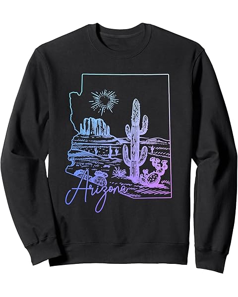 Arizona Cactus Vintage State Map Sweatshirt