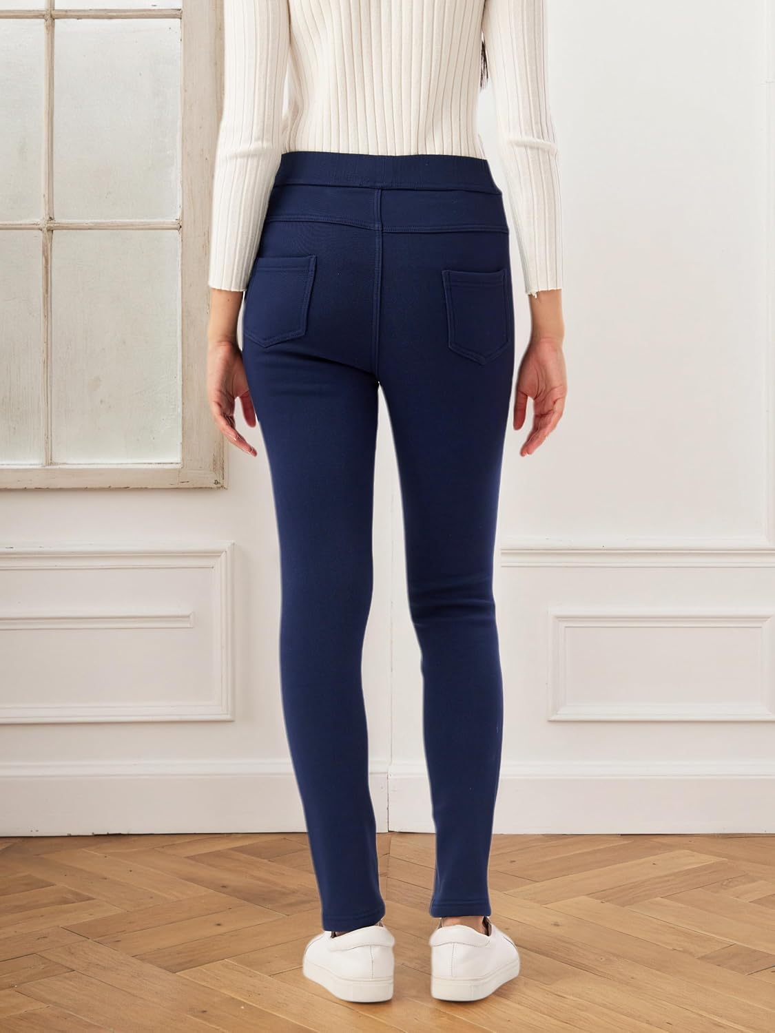 Women's Skinny Dress Pants High Waist Pull on Pants with Pockets Slim Fit Business Casual Trouser - Image 3