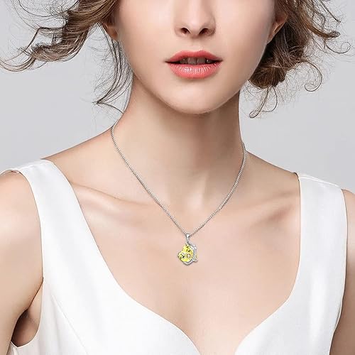 Miniatura 5 de Oskani Collar de corazón de mariposa y girasol para mujer, plata de ley 925 con circonita cúbica, joyería con colgante de piedra natal, regalos de