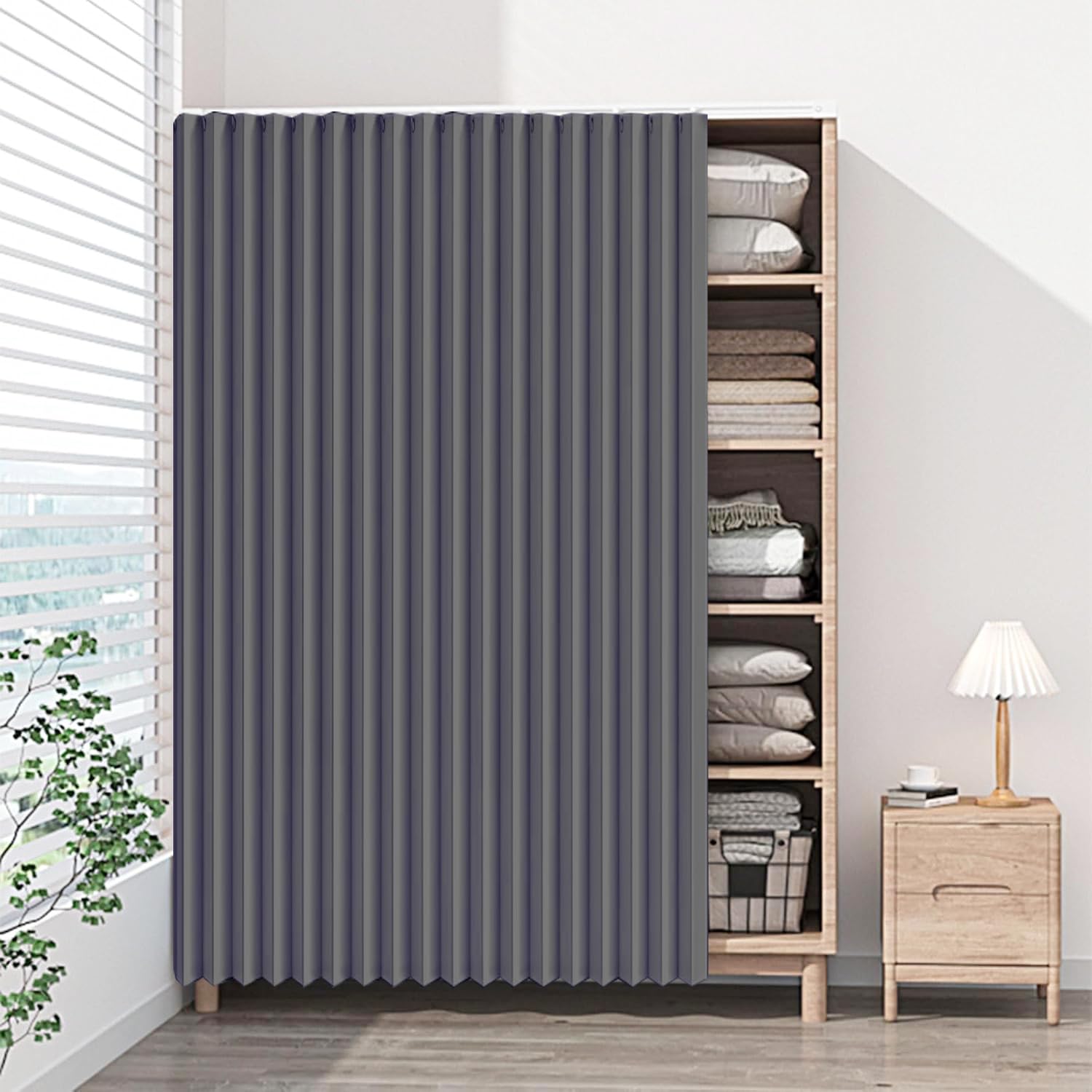 DSSHENGDS multi-functional sliding curtains, suitable for cabinets without doors, washing machines, and wardrobes.-Gray- W60cmxH140cm