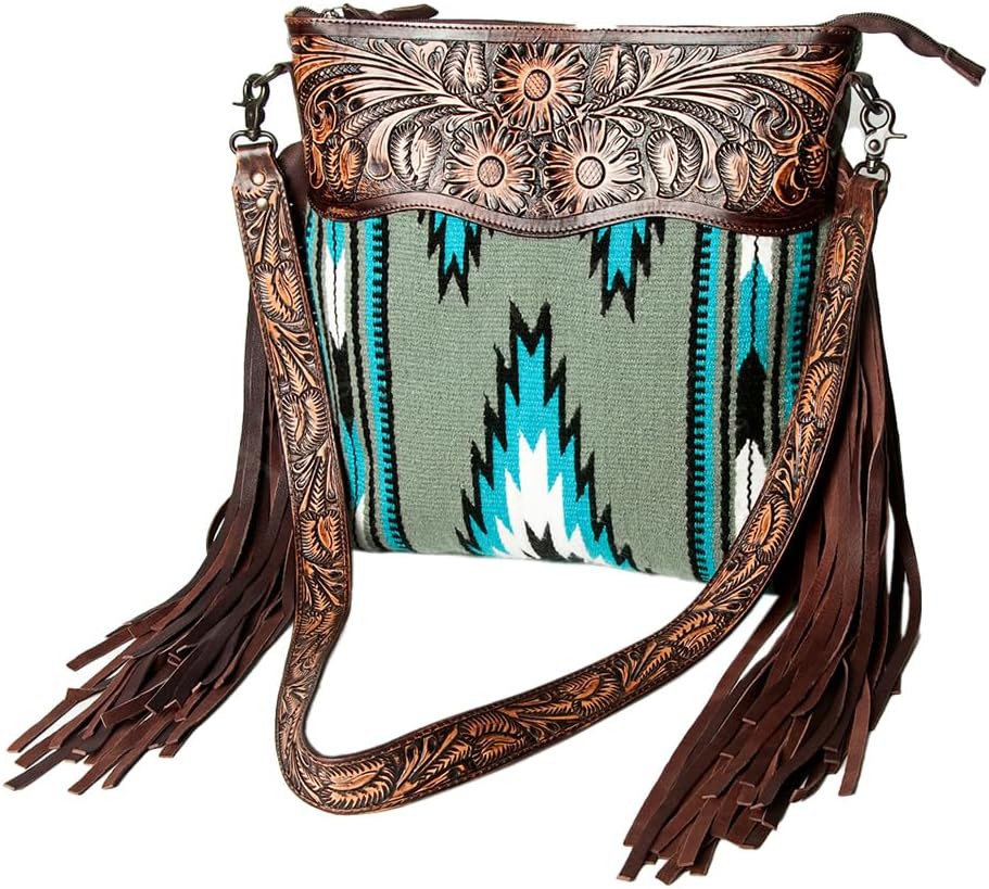 American Darling Cross Body Hand Tooled Saddle Blanket Genuine Leather Western Women Bag Handbag Purse | Crossbody for |Cute