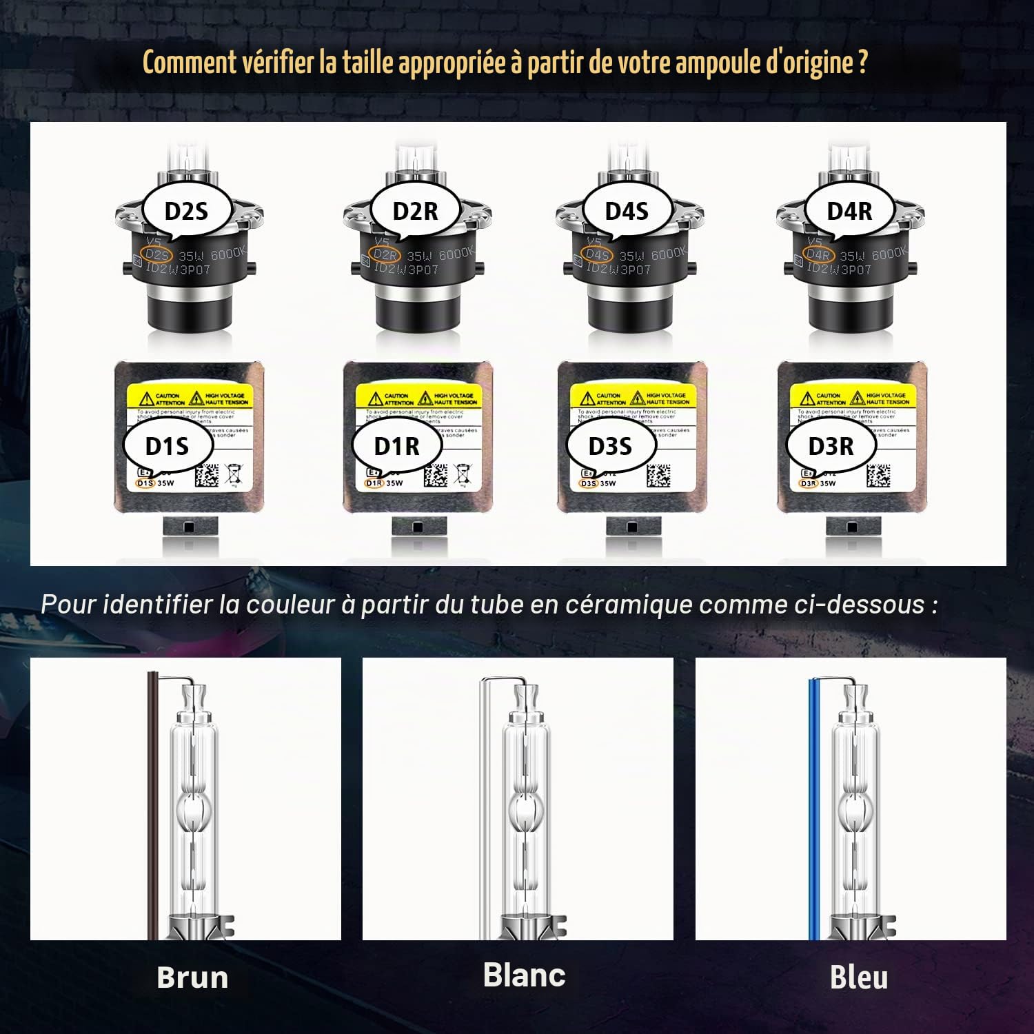 D3S Ampoules Xénon 35W 8000K Rétrofit de Phares à Décharge Cool Blue Xenarc, Ultra Clair Tout en Metal Phares De HID Voiture, Mise à Niveau des Ampoules Extérieures Xénon, 1 Paire