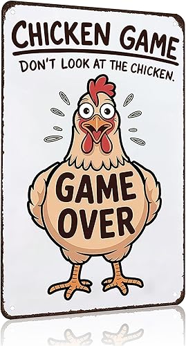 Miniatura 12 de Cartel divertido de pollo con texto en inglés "Chicken Raising Jesus Praising", letrero de lata vintage para el hogar, granja, gallinero, cocina,