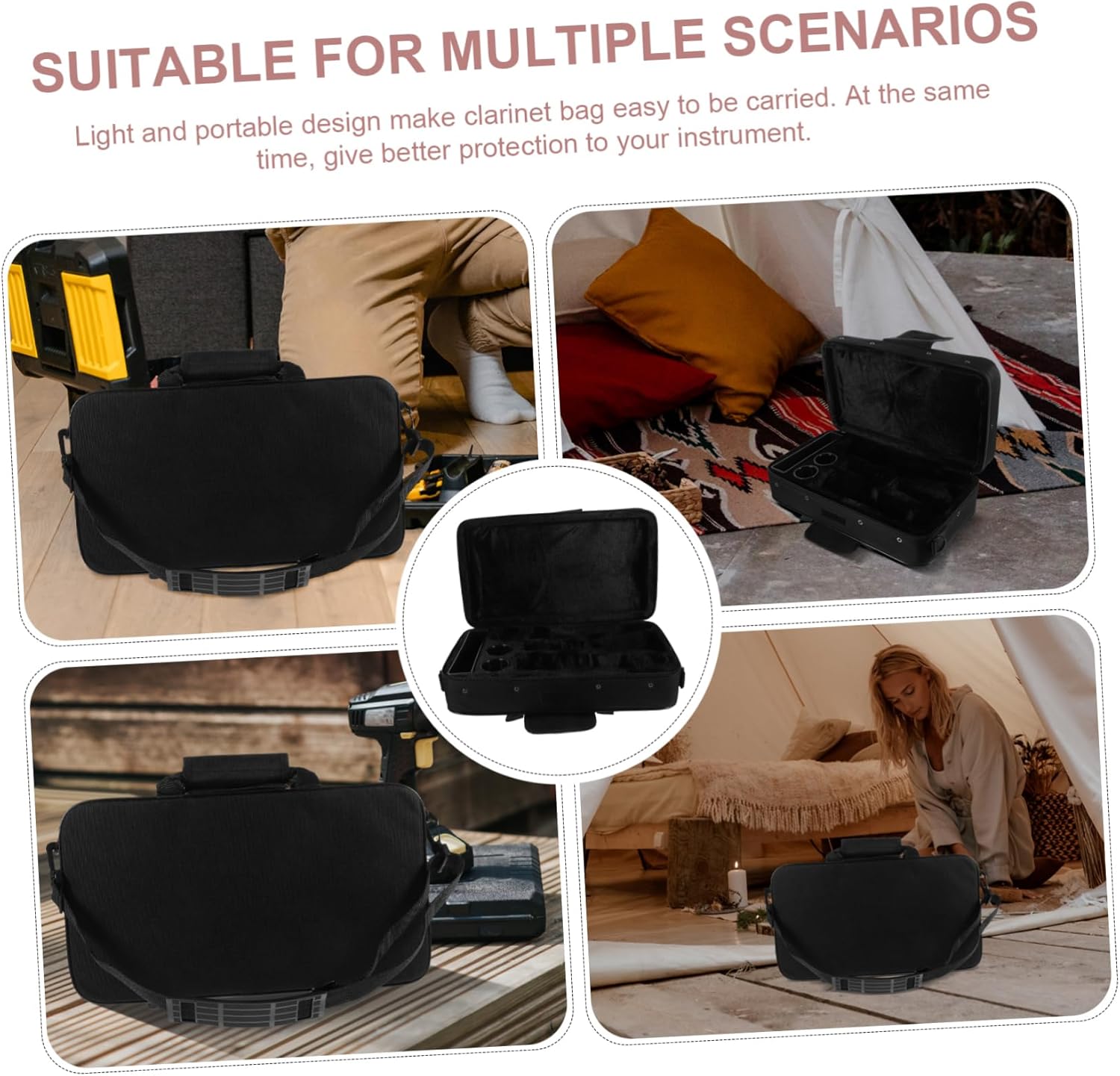 Kisangel Portable Clarinet Storage Bag Lightweight Case for Clarinet Accessories Protective Design for Secure Carrying and Travel for Musicians and Performances