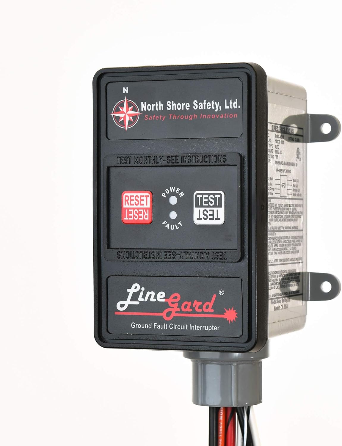 PGFS-83105-137 30 Amp, 208 Volt, 3 Phase, Permanent Mount, GFCI, with Auto Reset and Additional Noise Filtering, UL943A Listed