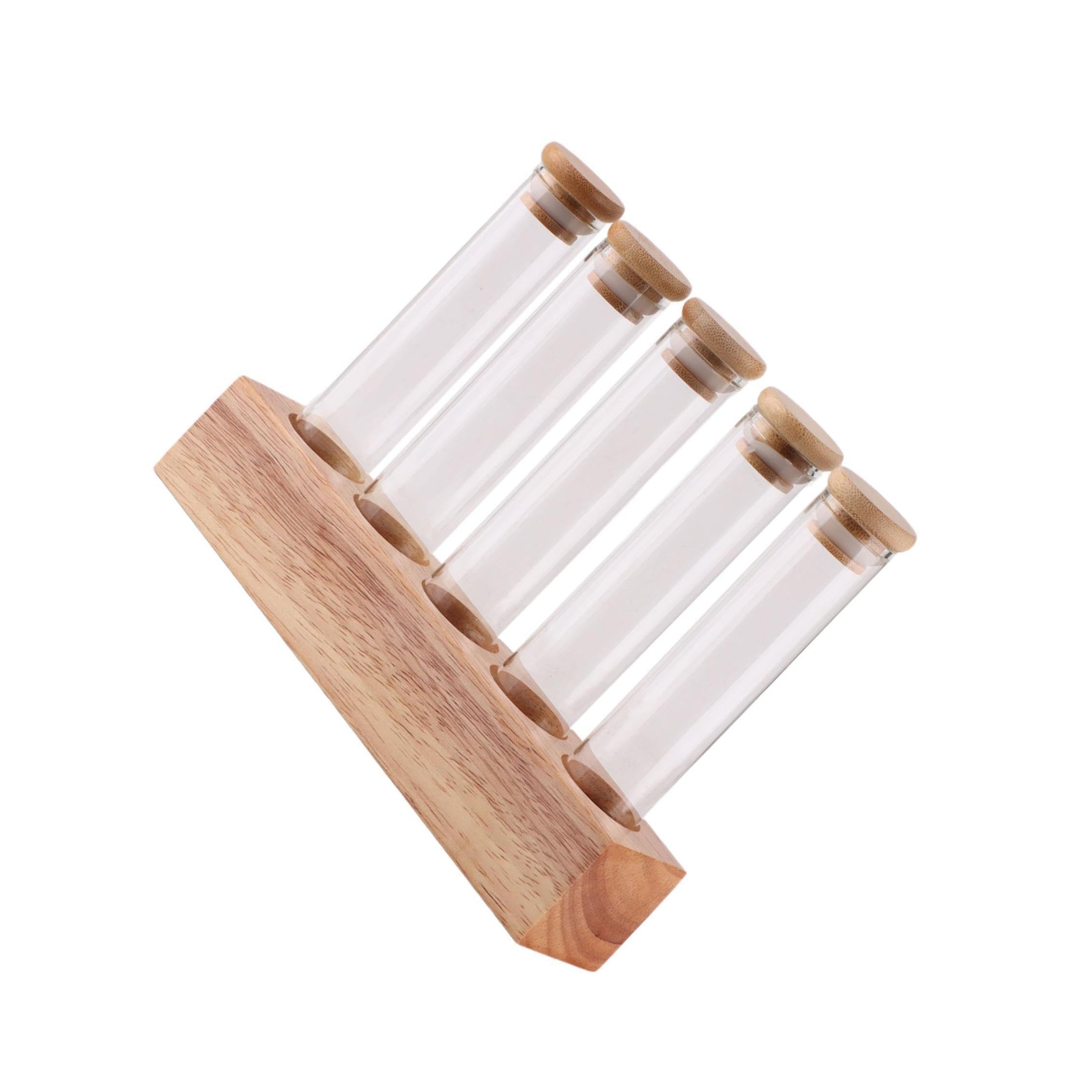 Zambuph Coffee Bean Storage Tubes With Wooden Stand Organize, 5 Hole