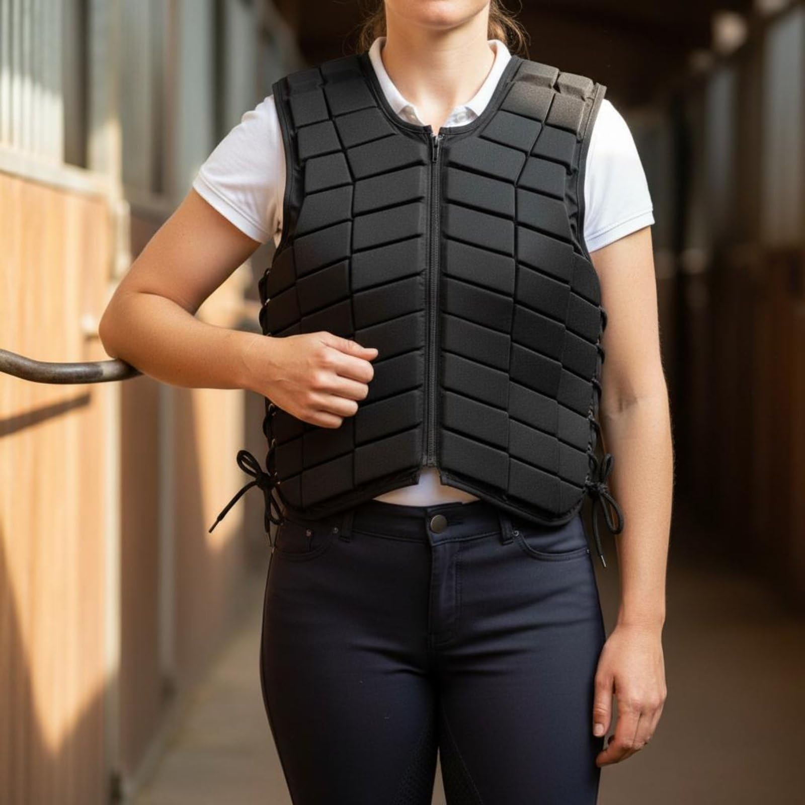 Gilet Protettivo Equestre Gilet di Equestre Corpetto da Equitazione Panciotto Protettivo con Rivestimento in Poliestere E Schiuma Eva Adatto per Maneggio Monta Quotidiana Preparazione