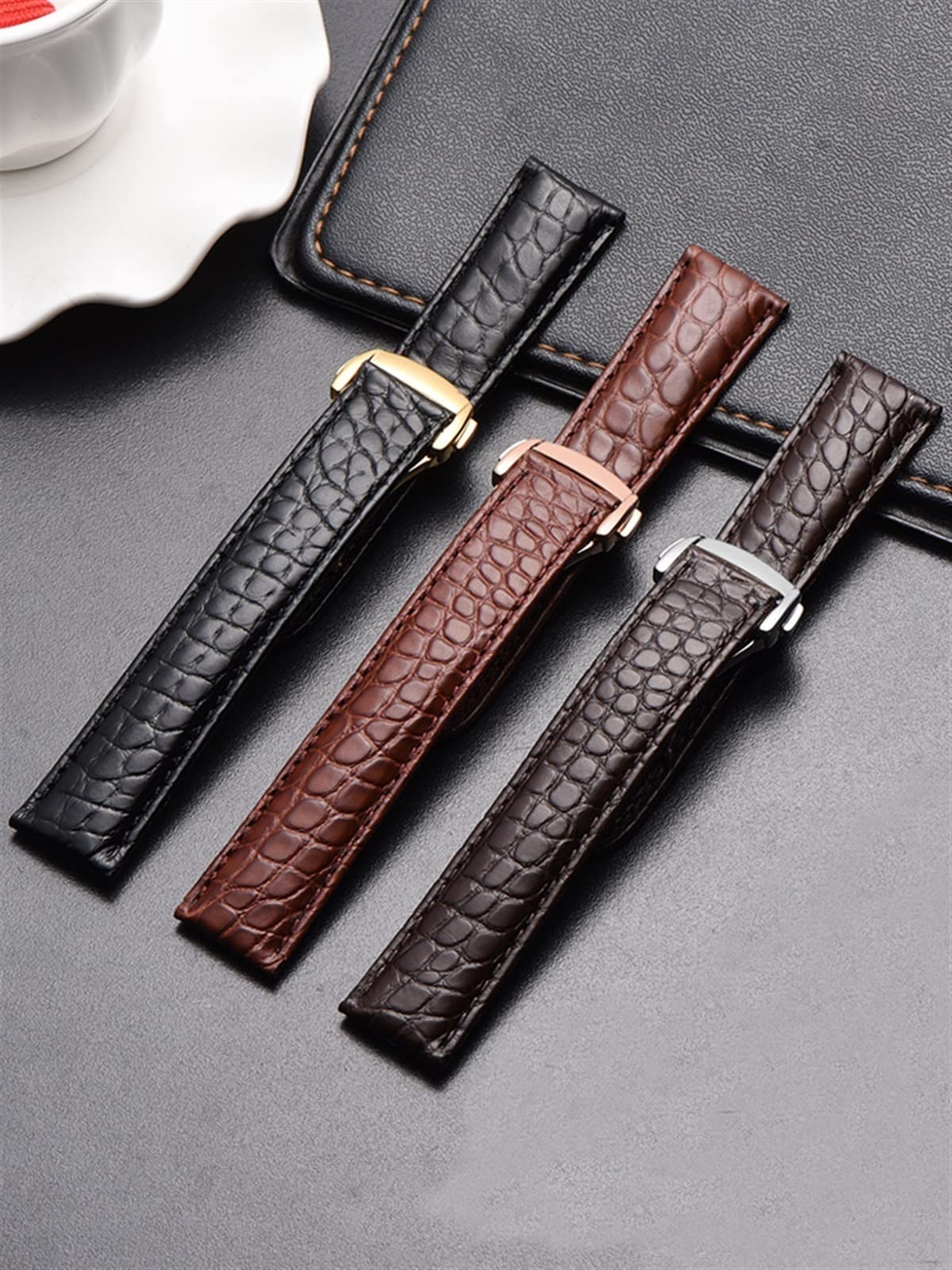 Skórzany pasek do zegarka krokodyla męski i damski styl dla konika morskiego Omega Deville 18 mm 19 mm 20 mm oryginalny pasek do zegarka (kolor: 25-12 mm, rozmiar: 22 mm), 22mm, Agat