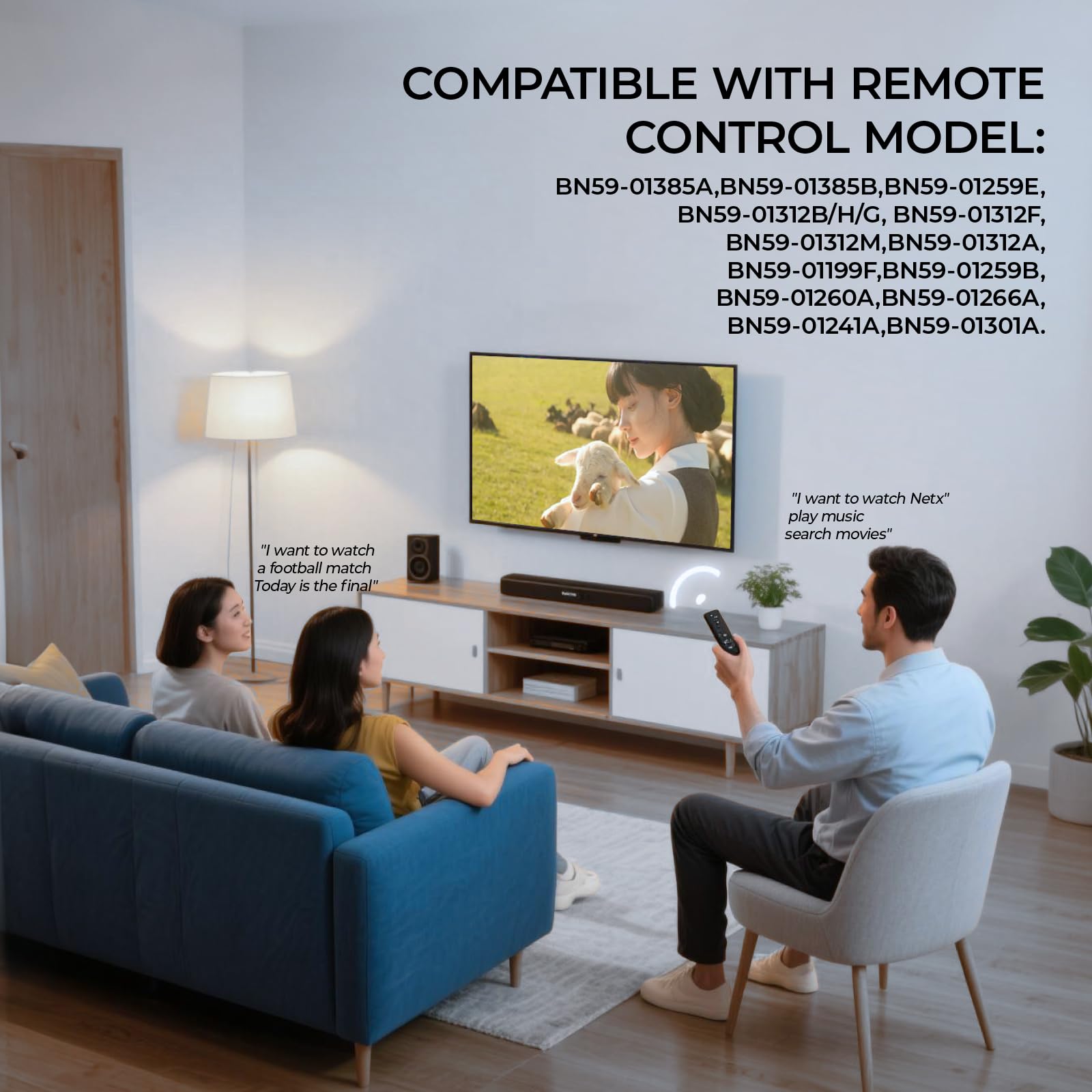 Mando a distancia de repuesto para Samsung, BN59-01432A, mando a distancia por voz para Samsung Smart TV, mando a distancia universal para televisores Sam-sung compatible con Sam-sung 2021-2023 Neo