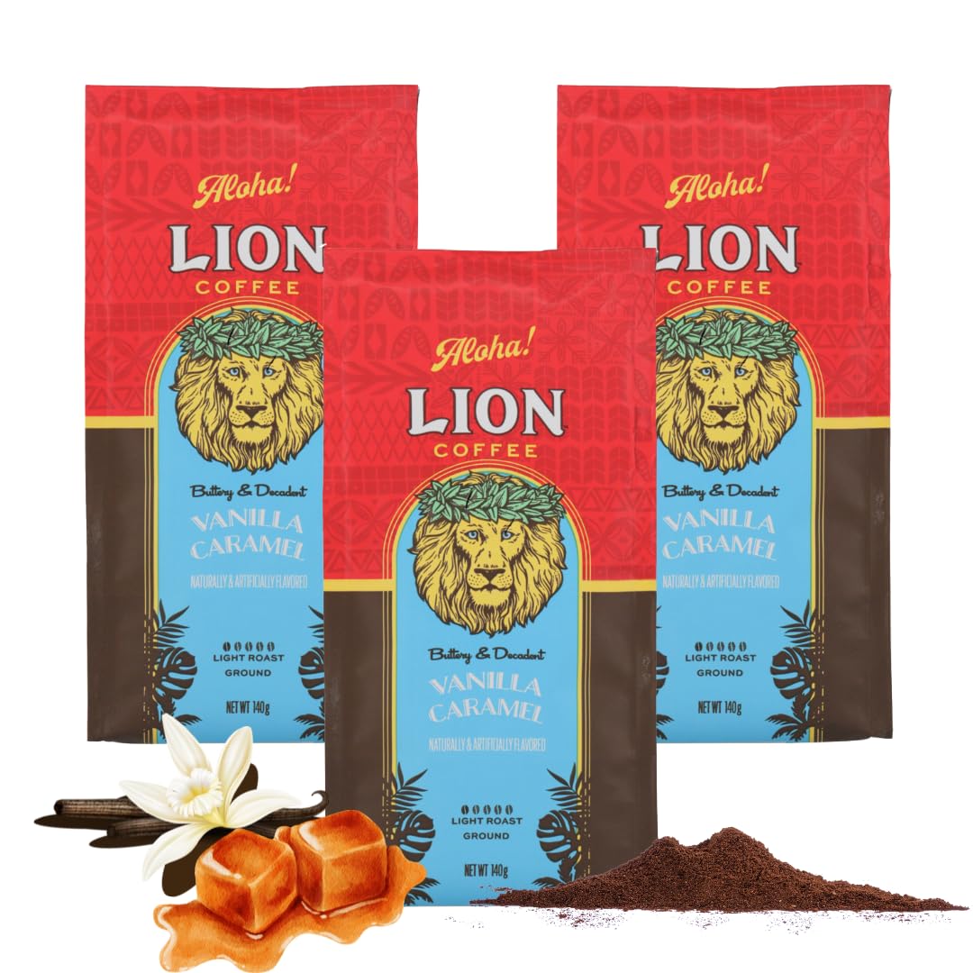 Amazon | ライオンコーヒー バニラキャラメル 粉 140g×3個 フレーバー
