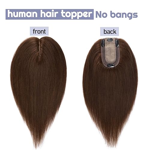Miniatura 2 de S-noilite Toppers para el cabello para mujer con cabello fino, 100% cabello humano real, sin flequillo, 2.8 x 5.1 in, base de seda, postizos con