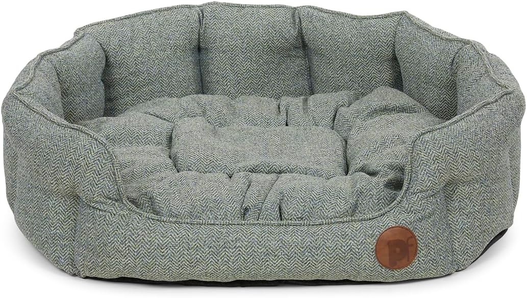 Petface Sage Herringbone Oval Dog Bed with Removeable Cushion, Machine Washable, Extra Large (Pack of 1)
