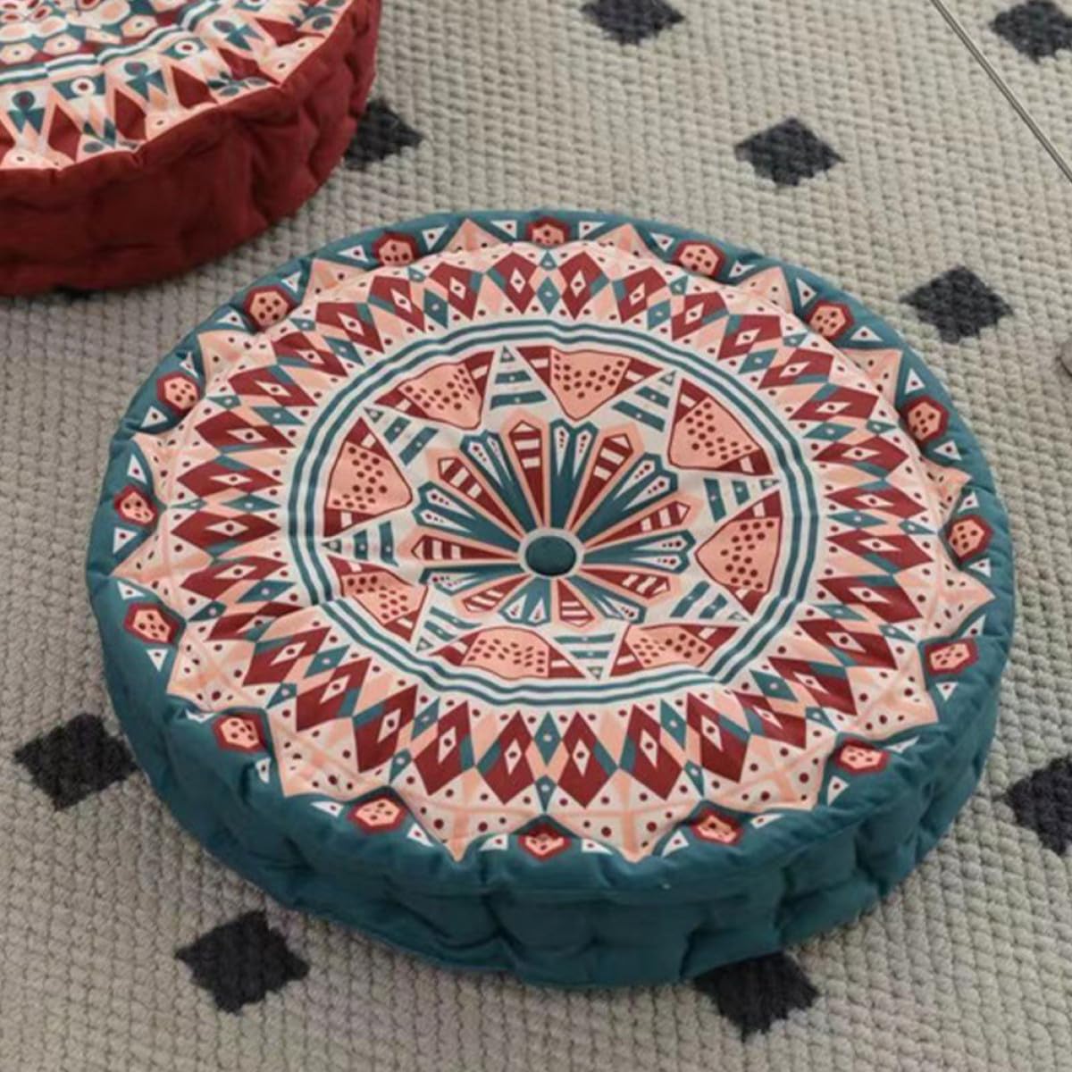 Rundes Bedrucktes Sitzkissen Blau, Leicht und Tragbar aus Polyester und Pp