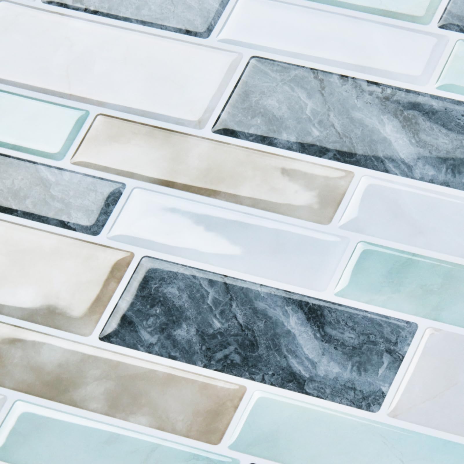 Skyblur 10 Sheets Peel and Stick Backsplash Tile for Kitchen 12"x12" Sage Green Self Adhesive Tile Sticker for Backsplash Peel and Stick on Backsplash Wall Tiles for Kitchen Bathroom Shower RV Walls