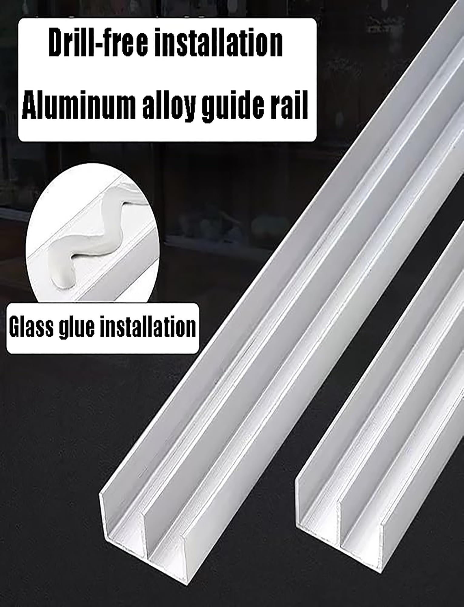 Generisch Acrylglasschiene, verdickte 5–8 mm Glasschiebetür, Doppelschienen-Vitrinenschiene, Zubehör for Schienenräder aus Aluminiumlegierung(130cm/51in)