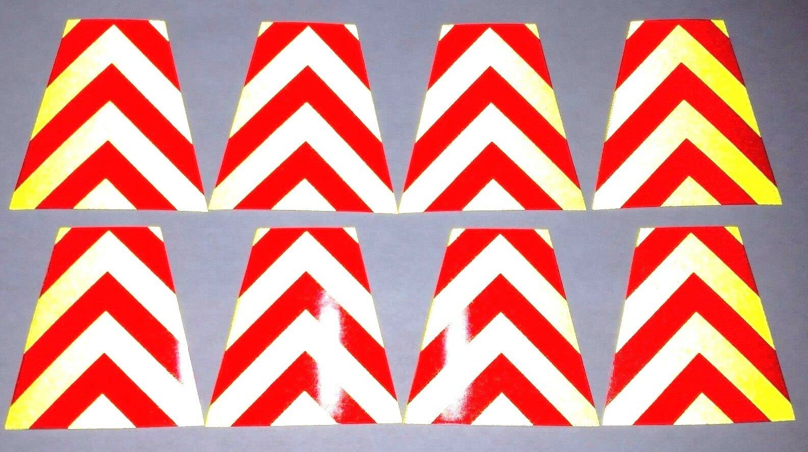 Kramer sticker's shop Kramer 8 Reflective Fluorescent Yellow and Red Chevron Fire Helmet Tetrahedrons Tets 2 ? 2 in.