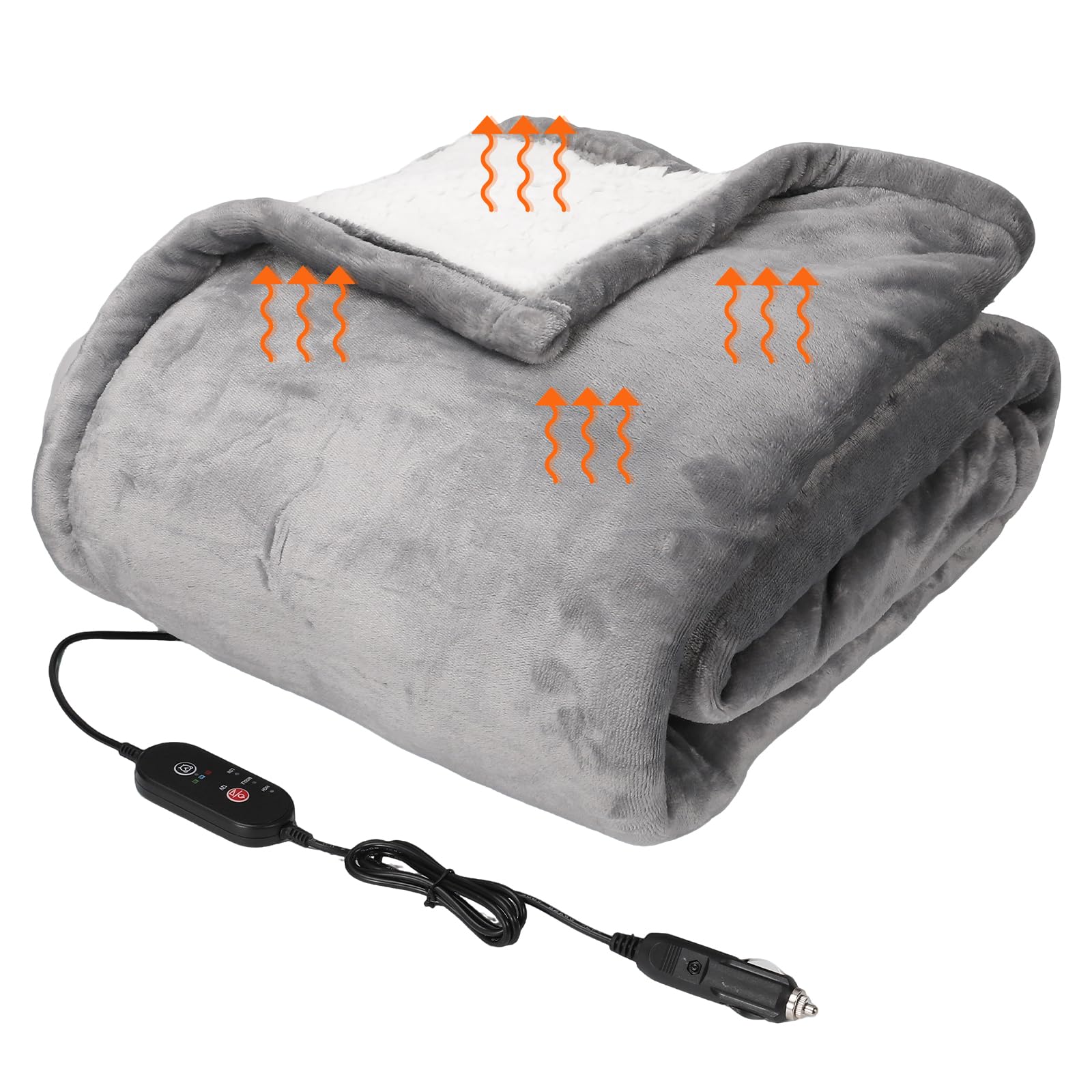 Couverture Électrique De Voiture 12V, Chauffage Rapide Et Lavable À La Machine, Avec Fonction D'arrêt Automatique Et 3 Niveaux De Température, Adapté Au Dos, Au Cou Et Aux Jambes