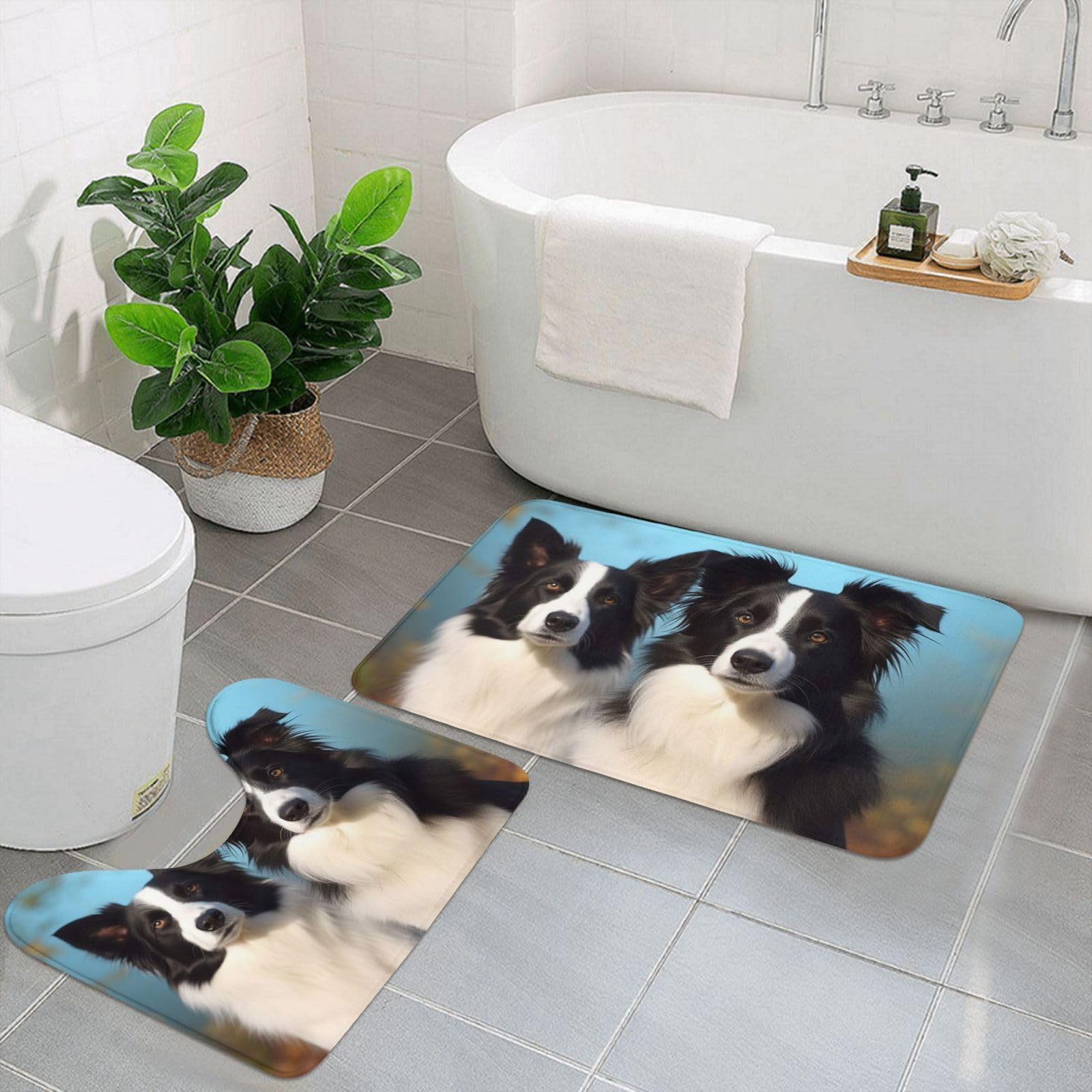 Tapis de bain Border Collie doux en microfibre pour une ambiance cocooning