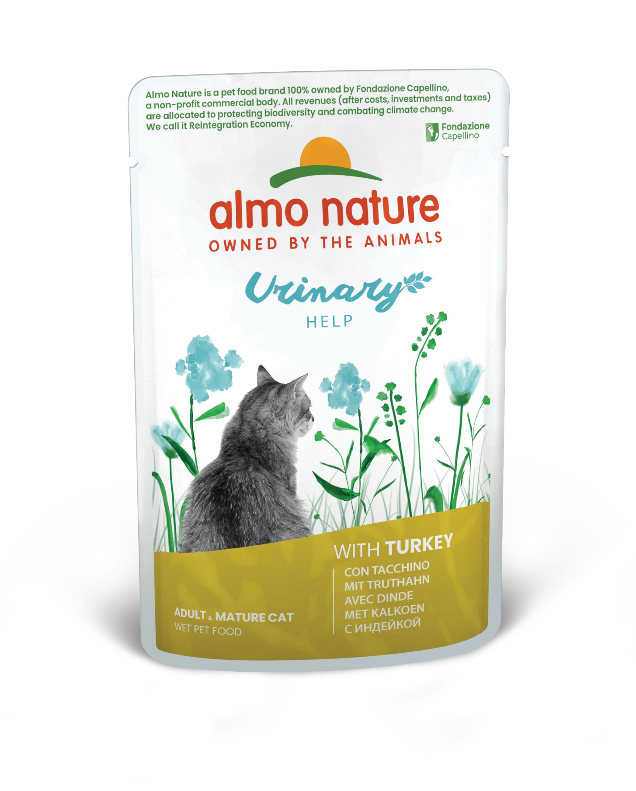 Almo Nature Functional - Urinary Help - Complete Wet Cat Food for Cats with Urinary Tract Sensitivity - with Turkey - for Proper Functioning of the Urine Disposal System - 70g (Pack of 30)