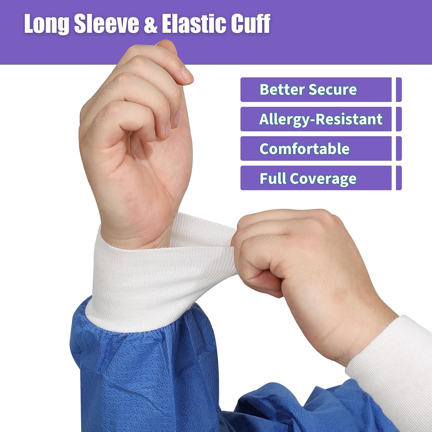 Omnia Dental Disposable Lab Coats | Durable SMS 45g Soft Knit Cuffs & Collar With 3 Pockets | Knee Length Medical Lab Coat