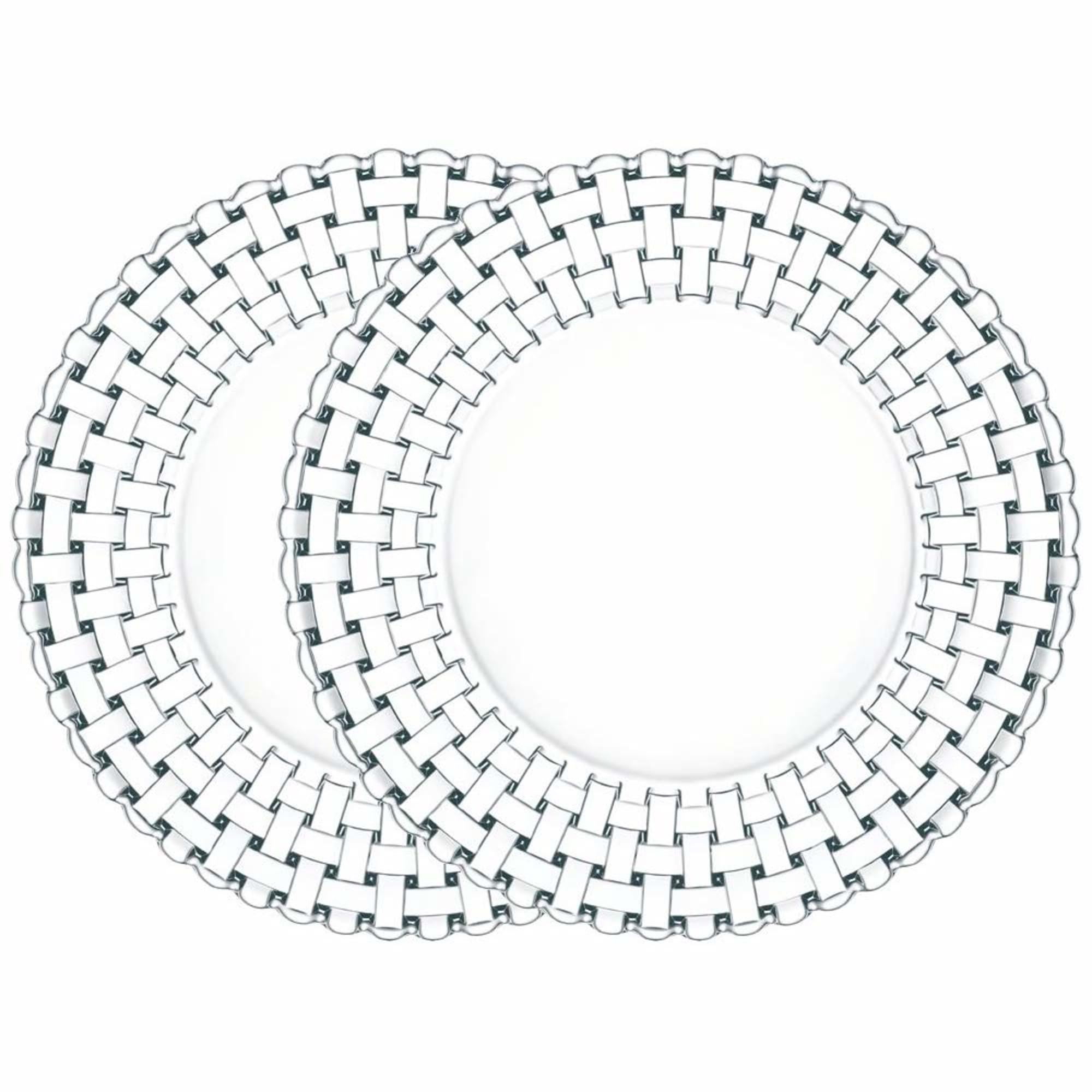 Nachtmann Bossa Nova Large Serveware Plates (Set of 2) - 12.6" Lead-Free Crystal with Woven Design for Tapas, Antipasti, Decorative Table Settings - Dishwasher Safe, Decorative Serveware for Gifting