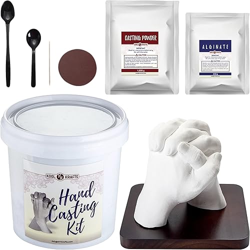 Kit de fundición a mano para parejas, kit de moldeo de estatua de yeso de bricolaje, base de caoba de madera, kit de molde de mano, aniversario para