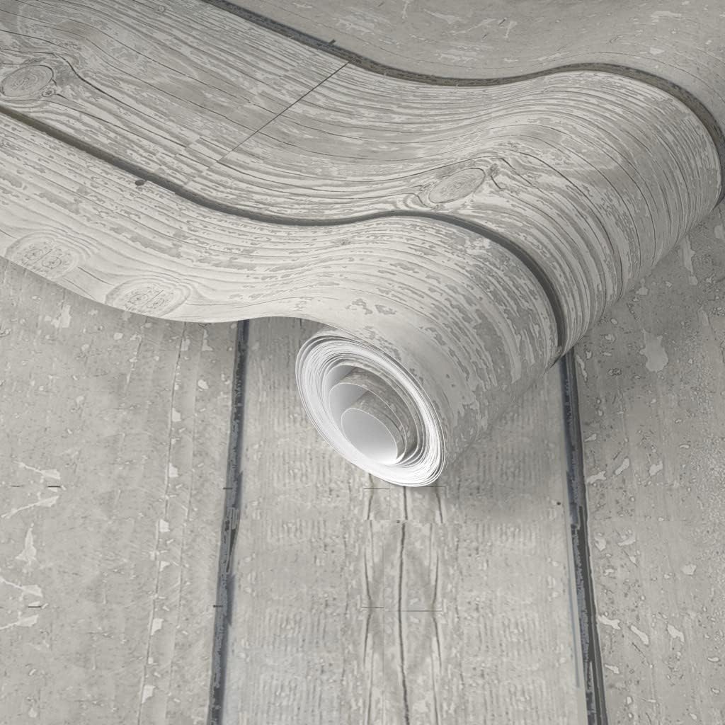 Removable Wallpaper 6ft x 2ft - Weathered Wood Woodgrain Country Chic Panel Worn Custom Pre-Pasted Wallpaper by Spoonflower