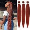 Leeven 3 Packs Copper Red Pre Stretched Braiding Hair Extensions 30 Inch Crochet Braiding Hair for Box Braids Hot Water Setting EZ Braids Extensions 350#