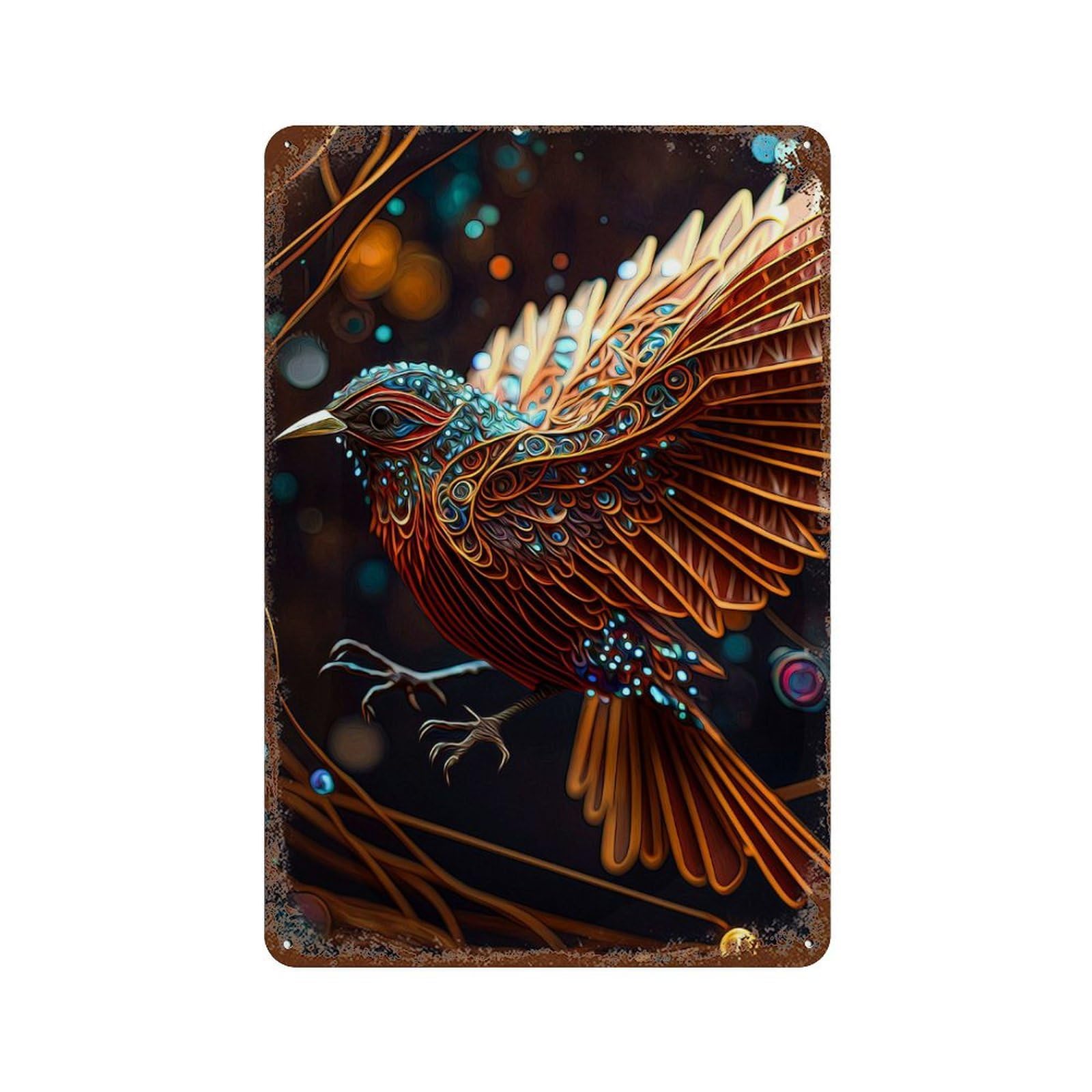 Bird Rusty Metal Tin Sign 11.8"x7.9", Vintage Wall Decor for Garage, Pub Or Kitchen