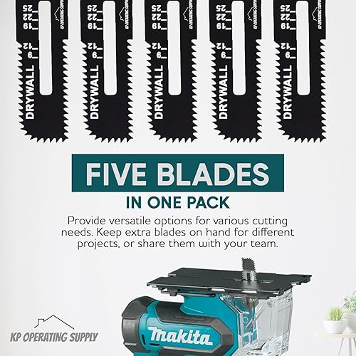 Miniatura 5 de Paquete de 5 hojas de sierra cortadoras de paneles de yeso para Makita, hojas de sierra de corte inalámbrico de acero de alto carbono, corta paneles