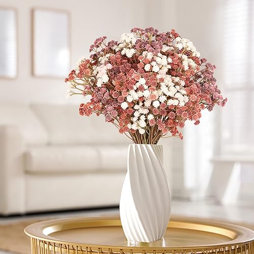 Miniatura 9 de Flores de aliento de bebé artificiales, flores de otoño a granel, 10 unidades, plantas falsas de Gypsophila para decoración de otoño, ramos de